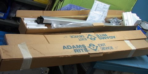 3x Adams Rite Panic Bars for Electrically Latched Exit Doors