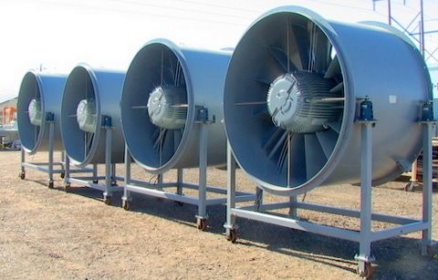 150hp 6' diameter 111,000 cfm variable pitch tube-axial fan blow