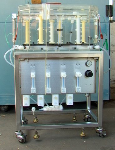 NOS Clear Teflon Plumbed 4 Line Semiconductor Wafer Inert Gas