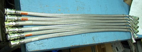 Set of 6 CTI Cryogenic Helium Compressor Lines 42" with right