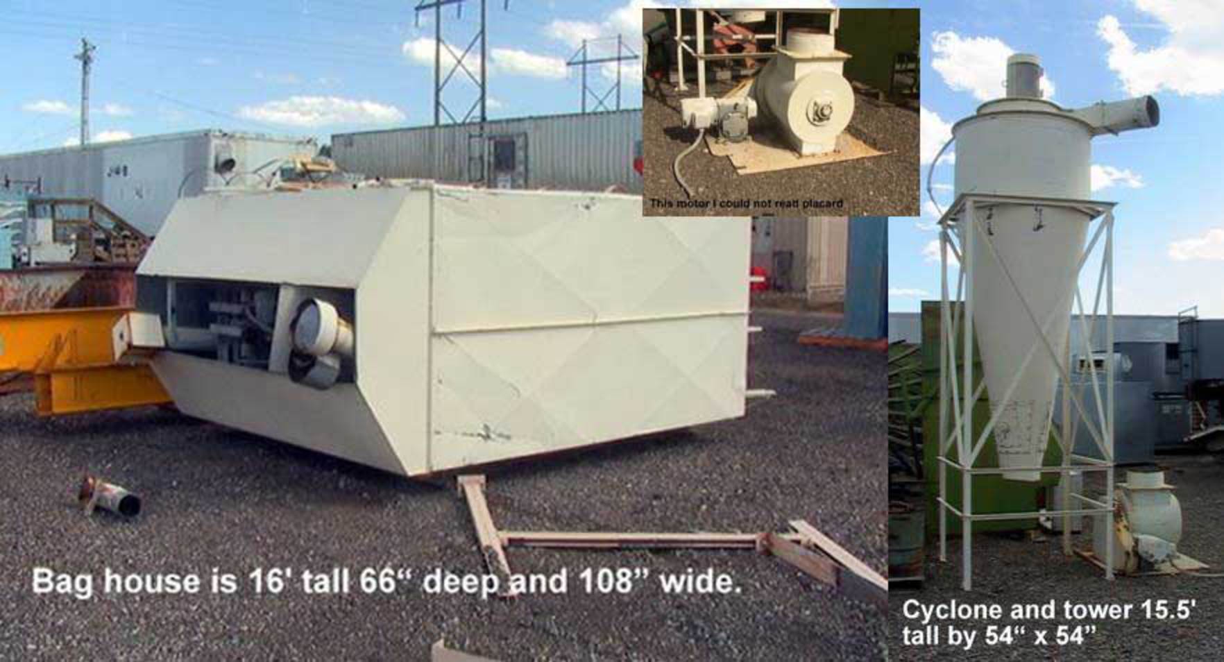 16' Air Filter Dust Collector, Baghouse, Cyclone