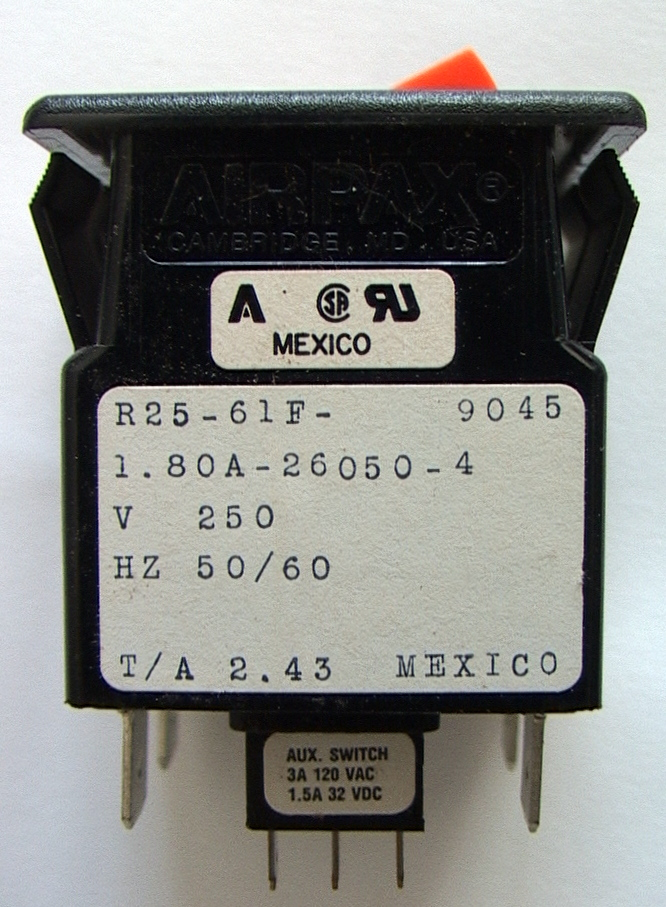 AIRPAX "SNAPAK SERIES" Magnetic Circuit Protector Rocker Switch