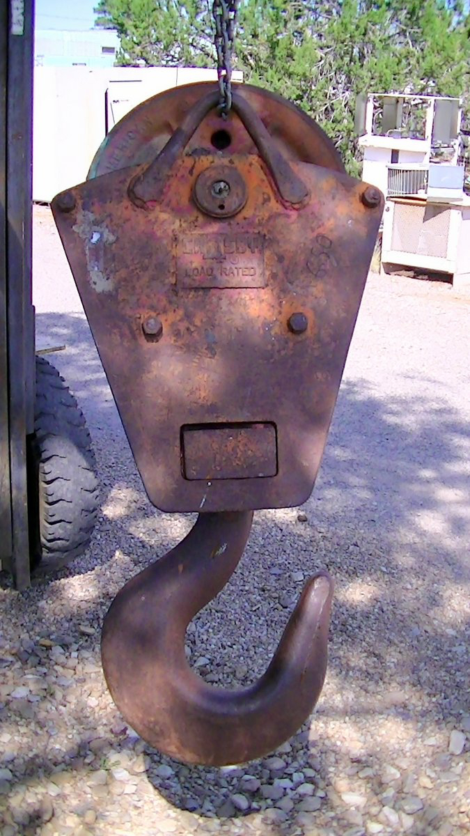 60,000 pound Crosby Crane 3-Pulley Hook Block older used rusty
