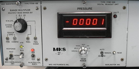 MKS Baratron 170M-25D Digital Readout Unit and 170M-6B Range Mul