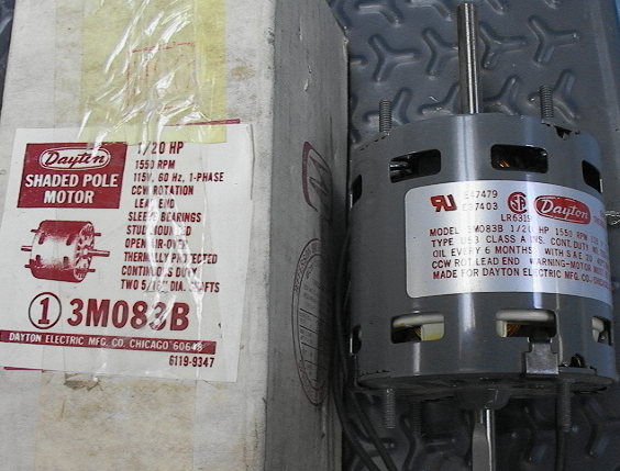 Dayton 3M083B Double Shaft Shaded Pole Motor 1/20HP 1550 RPM 115