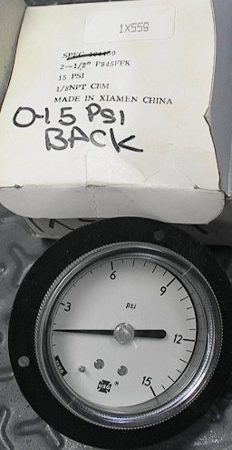 USG Pressure Gauge 0-15 PSI 2.5" size