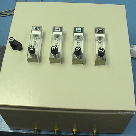Nice metal box enclosure with 4 Platon Rota-meter type Flowmeter