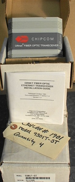 CHIPCOM ORnet Fiber Optic Transceiver 9301T-ST (set of 4)