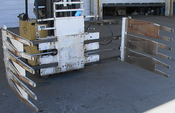 Long Reach MFG forklift squeeze box stack handling attachment