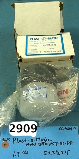Plast-O-Matic 3/4" PolyPro Shutoff Vlave BSD075T-NC-PP Teflon
