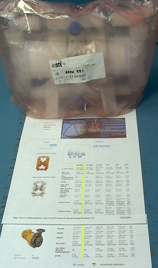 ASTI Teflon Double Bellows Chemical Pump Model # PFDI-221