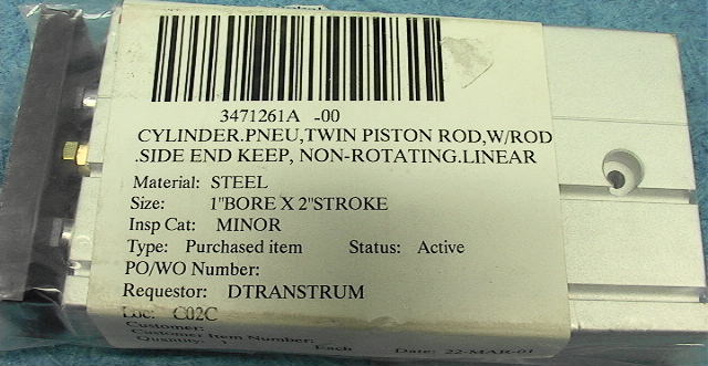 SCP Global 3471261A-00 Pneumatic Air Cylinder Twin Piston