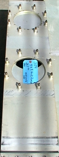 1/2 by 10 by 44.75" Aluminum plate strip with 2 7" holes and