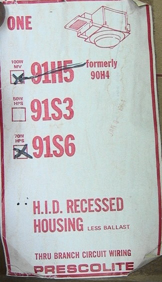 Prescolite Recessed HID Fixture Model # 91H5