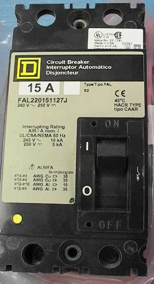 Square D Circuit Breaker 2-Pole HACR 15 Amp.
